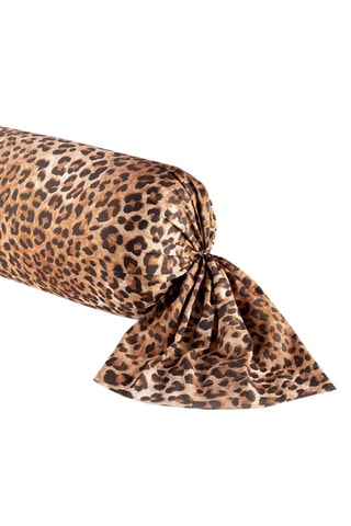 Taie de traversin en satin de coton 80 fils/cm² Féline - Marron et noir