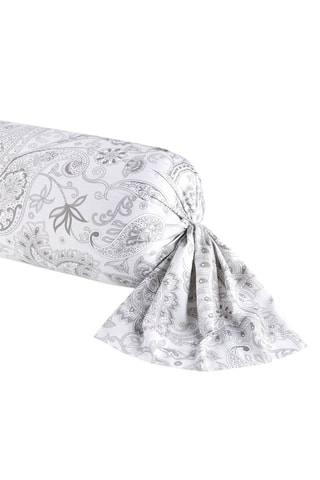 Taie de traversin en satin de coton 80 fils/cm² Indienne - Gris clair et blanc