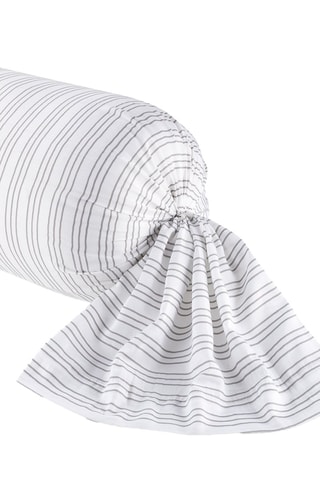 Taie de traversin en satin de coton 80 fils/cm² Louisa - Gris et blanc