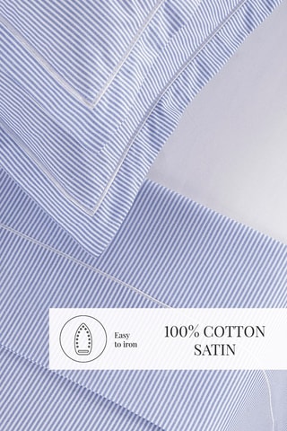Taie de traversin en percale de coton 80 fils/cm² Dauphine - Bleu clair et blanc