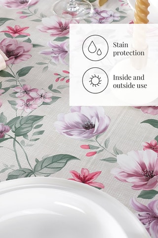 Nappe enduite anti-tâche Eclosion de fleurs - Gris