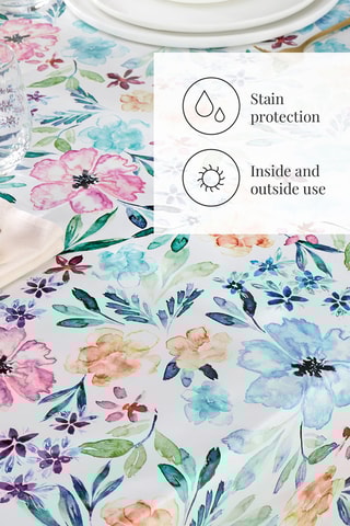 Nappe anti-tâche Danse de pétales - Bleu et rose