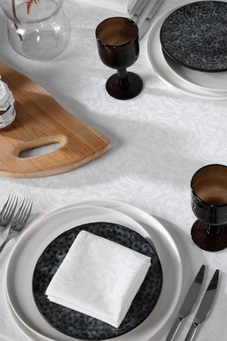 Nappe tissée rectangulaire Jacquard Baroque - Blanc