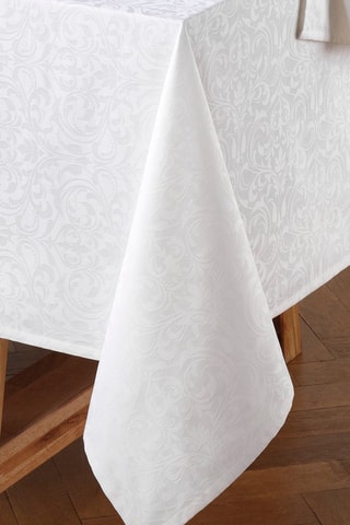 Nappe tissée rectangulaire Jacquard Baroque - Blanc