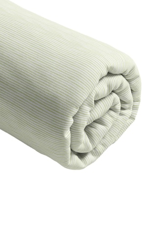 Drap-housse en satin de coton 80 fils/cm² - Vert d'eau et blanc