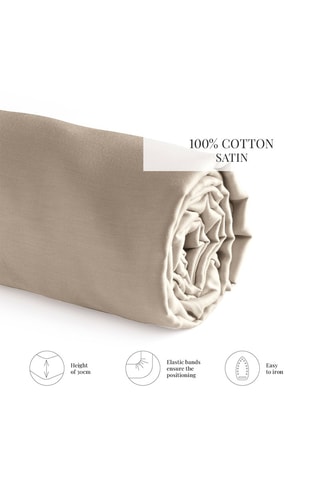 Drap-housse en satin de coton 79 fils/cm² Uni  - Taupe