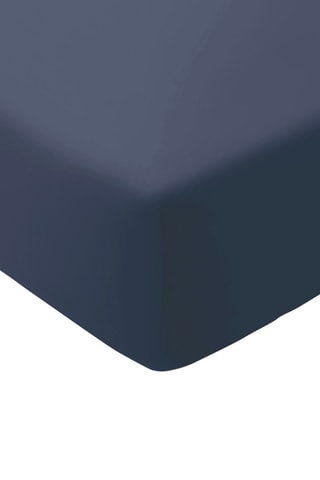 Drap-housse en satin de coton 80 fils/cm² Uni - Bleu foncé