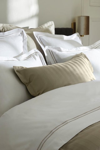 2 taies d'oreiller en satin de coton 80 fils/cm² Paris - Blanc et taupe