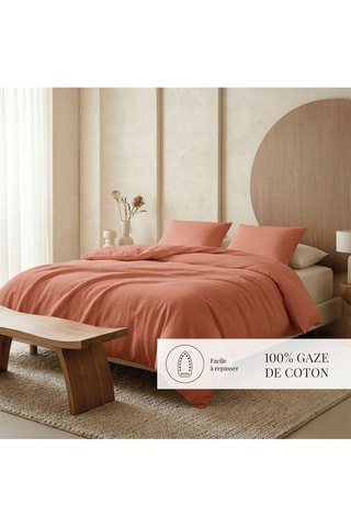 2 taies d'oreiller en gaze de coton 85 fils/cm² - Terracotta