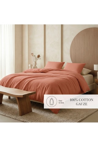 2 taies d'oreiller en gaze de coton 85 fils/cm² - Terracotta