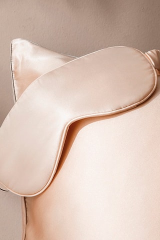 Set taie d'oreiller et masque de nuit en soie - Beige