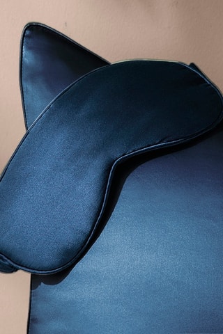 Set taie d'oreiller et masque de nuit en soie - Bleu foncé