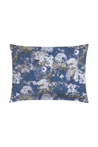 2 taies d'oreiller en satin de coton 79 fils/cm² Hortensia - Bleu et blanc