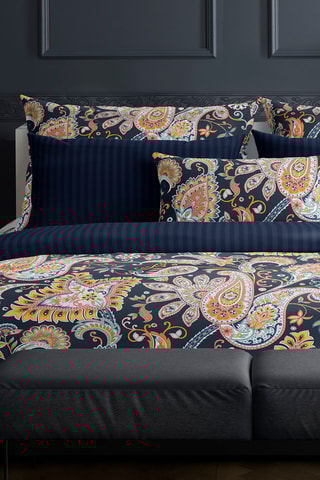 2 taies d'oreiller en satin de coton 80 fils/cm² Indienne - Bleu foncé