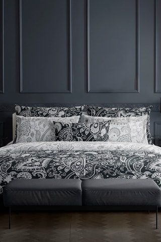 2 taies d'oreiller en satin de coton 80 fils/cm² Indienne - Noir et blanc