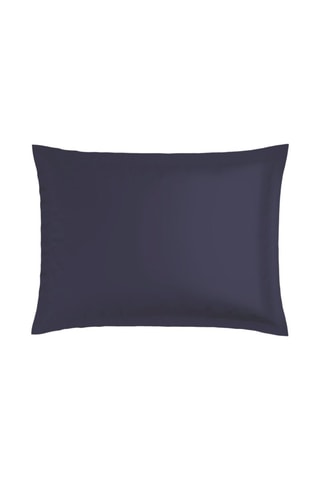 2 taies d'oreiller en satin de coton 80 fils/cm² Paris - Bleu foncé et blanc