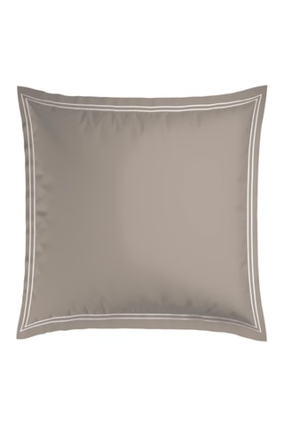 2 taies d'oreiller en satin de coton 80 fils/cm² Paris - Taupe et blanc