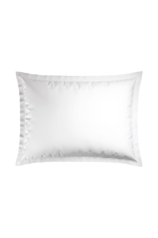 2 taies d'oreiller en satin de coton 80 fils/cm² Paris - Blanc et bleu foncé