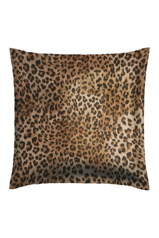 2 taies d'oreiller en satin de coton 80 fils/cm² Féline - Marron et noir