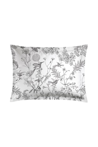 2 taies d'oreiller en satin de coton 79 fils/cm² Colibri floral - Noir et gris