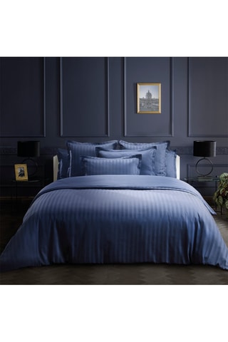 2 taies d'oreiller en satin de coton 79 fils/cm² Dobby - Bleu