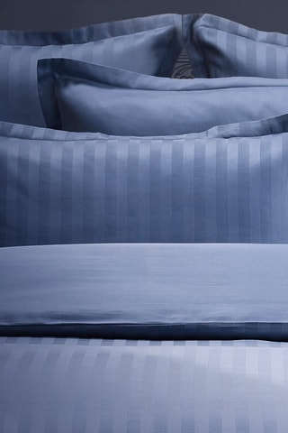 2 taies d'oreiller en satin de coton 79 fils/cm² Dobby - Bleu