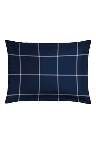 2 taies d'oreiller en satin de coton 80 fils/cm² Amélia - Bleu foncé et blanc