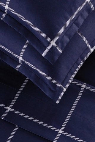 2 taies d'oreiller en satin de coton 80 fils/cm² Amélia - Bleu foncé et blanc