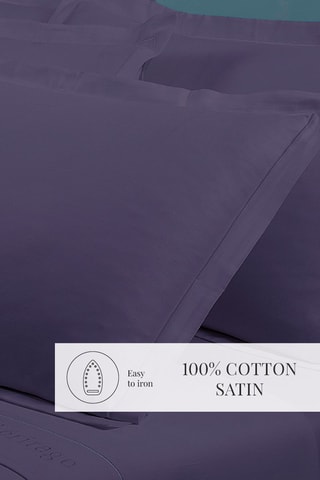 2 taies d'oreiller en satin de coton 80 fils/cm² Uni - Bleu marine