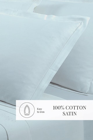 2 taies d'oreiller en satin de coton 80 fils/cm² Uni - Ciel
