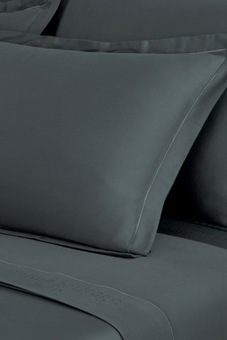 2 taies d'oreiller en satin de coton 80 fils/cm² Uni - Gris foncé