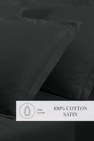 2 taies d'oreiller en satin de coton 80 fils/cm² Uni - Anthracite