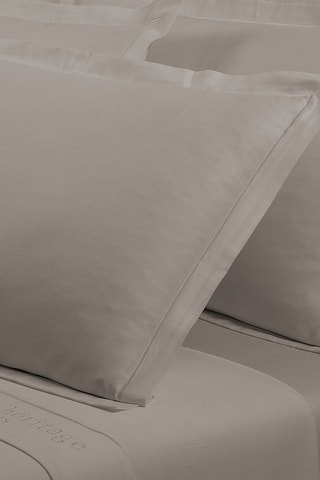 2 taies d'oreiller en satin de coton 80 fils/cm² Uni - Taupe