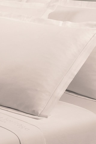 2 taies d'oreiller en satin de coton 80 fils/cm² Uni - Beige