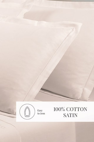 2 taies d'oreiller en satin de coton 80 fils/cm² Uni - Beige