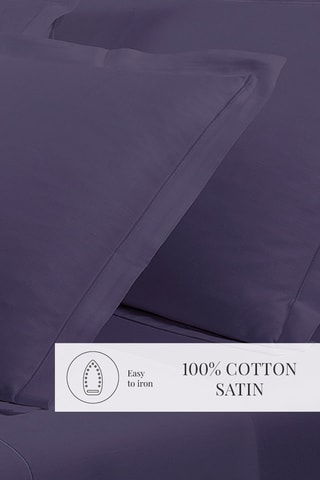 2 taies d'oreiller en satin de coton 80 fils/cm² Uni - Bleu foncé