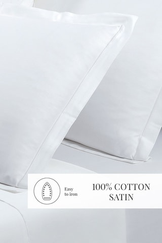 2 taies d'oreiller en satin de coton 80 fils/cm² Uni - Blanc