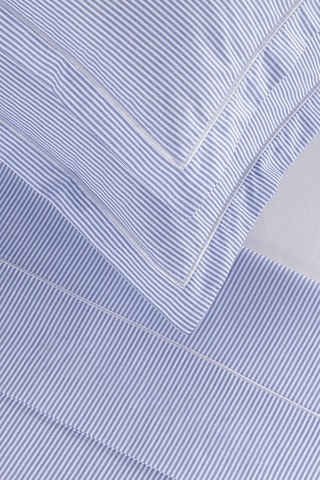 2 taies d'oreiller en percale de coton 80 fils/cm² Dauphine - Ciel et blanc