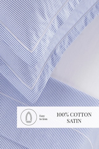 2 taies d'oreiller en percale de coton 80 fils/cm² Dauphine - Ciel et blanc