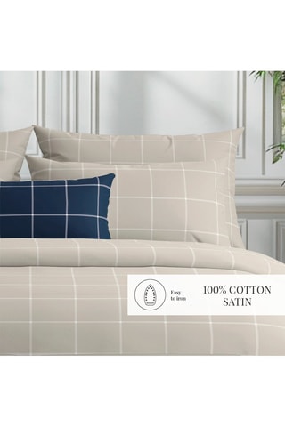 Parure de couette en satin de coton 80 fils/cm² Amélia - Taupe