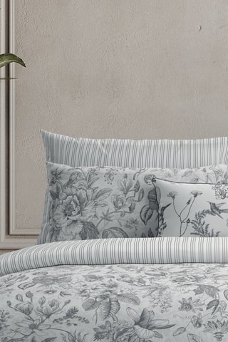 Parure de couette en satin de coton 80 fils/cm² Fleurs esquissées - Blanc