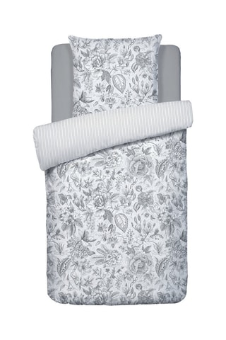 Parure de couette en satin de coton 80 fils/cm² Fleurs esquissées - Blanc