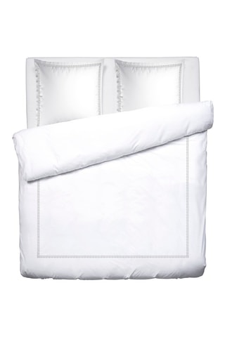 Parure de couette en satin de coton 80 fils/cm² Grand Hôtel - Blanc et gris