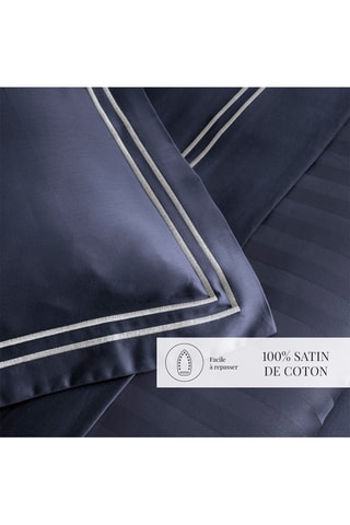 Parure de couette en satin de coton 80 fils/cm²  Paris - Bleu foncé