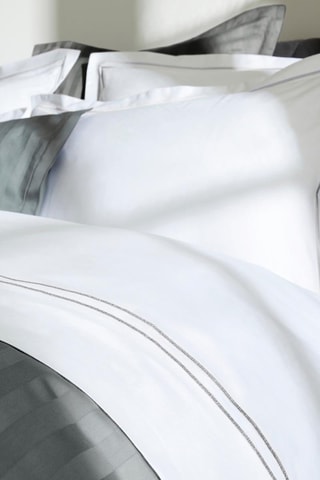 Parure de couette en satin de coton 80 fils/cm² Paris - Blanc et argenté