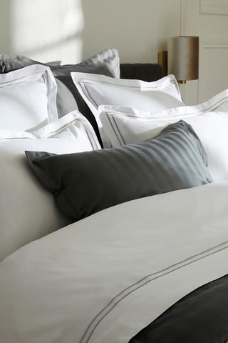 Parure de couette en satin de coton 80 fils/cm² Paris - Blanc et argenté