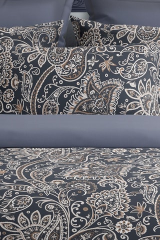 Parure de couette en satin de coton 79 fils/cm² Indienne - Gris et taupe