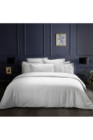 Parure de couette en satin de coton 79 fils/cm² Dobby - Blanc