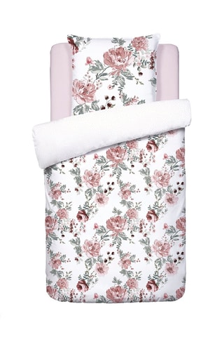 Parure de couette en satin de coton 79 fils/cm² Peony - Blanc et rose