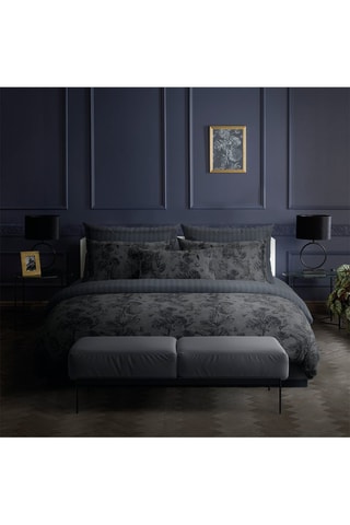 Parure de couette en satin de coton 79 fils/cm² Jardin botanique - Noir